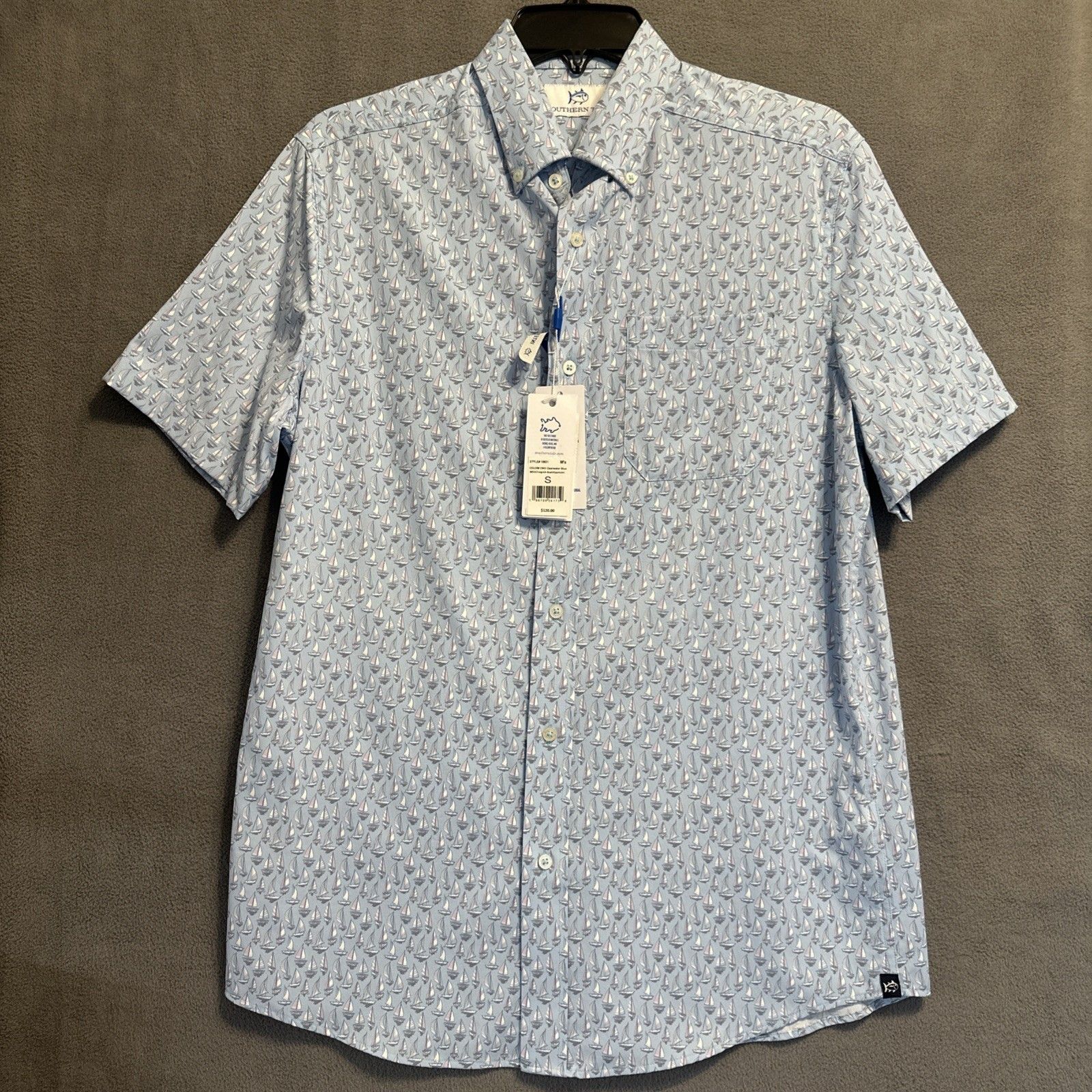 Nwt Southern Tide Intercoastal Sport Shirt Sailboat Print Mens Size S Blue Aop — image 2 of 8